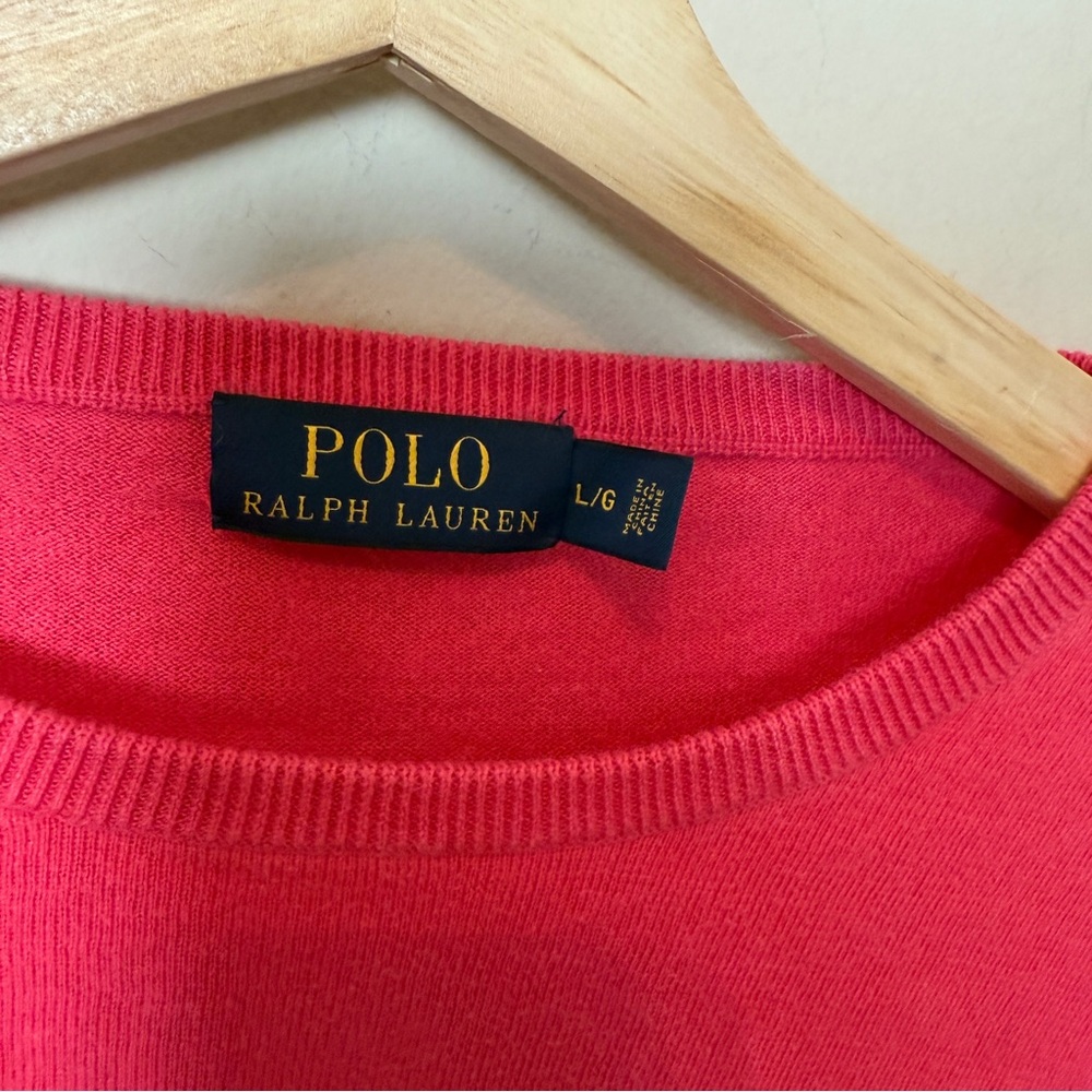 Polo Ralph Lauren Sweater Women’s Large Crew Neck Cotton Cashmere Pink - Picture 4 of 7